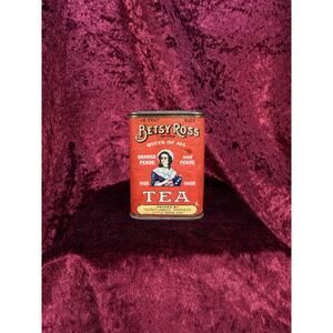 VTG Food Advertising Tin Tea Canister Betsy Ross Orange Pekoe Plunkett Jarrell